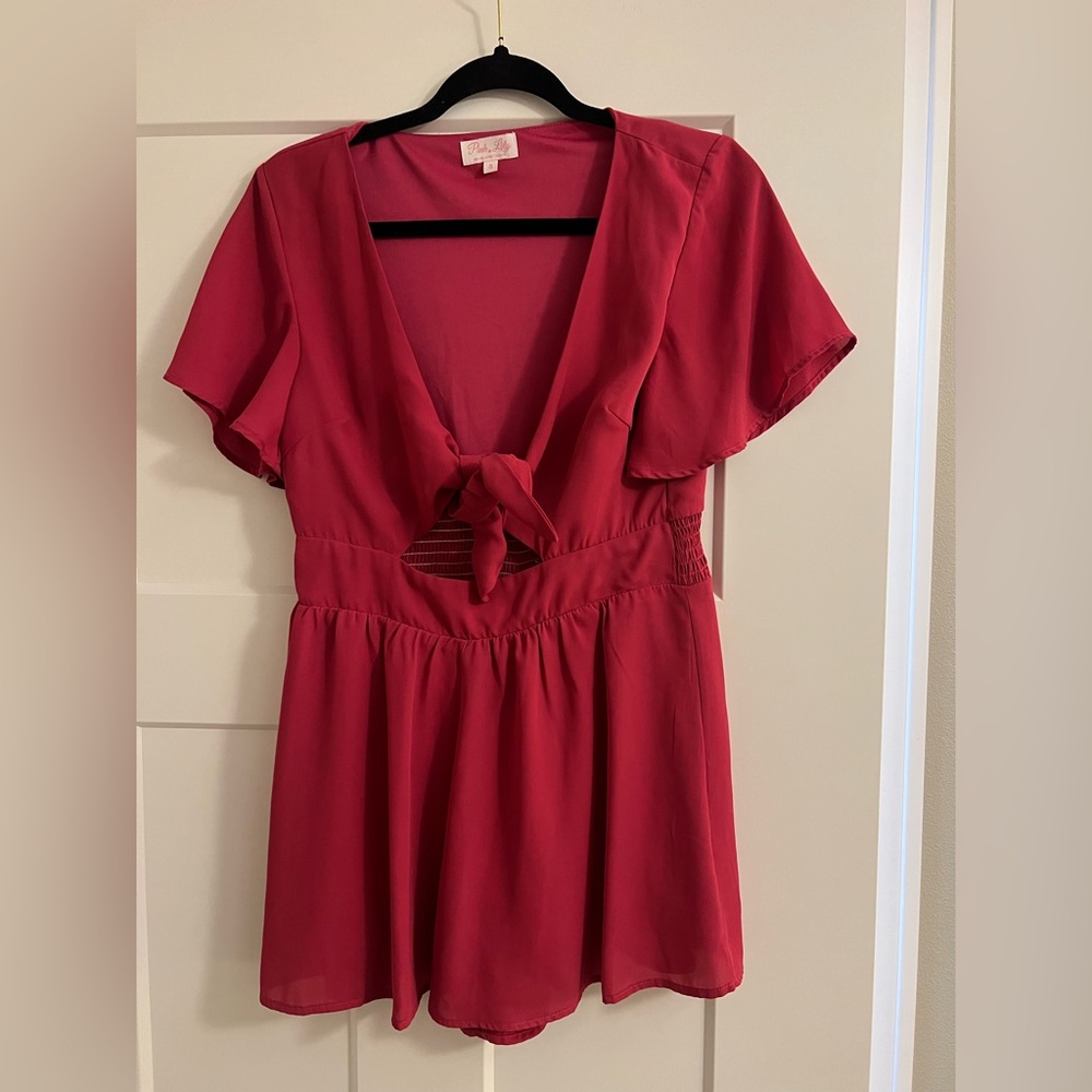 Pink Lily Pink Tie-Front Romper